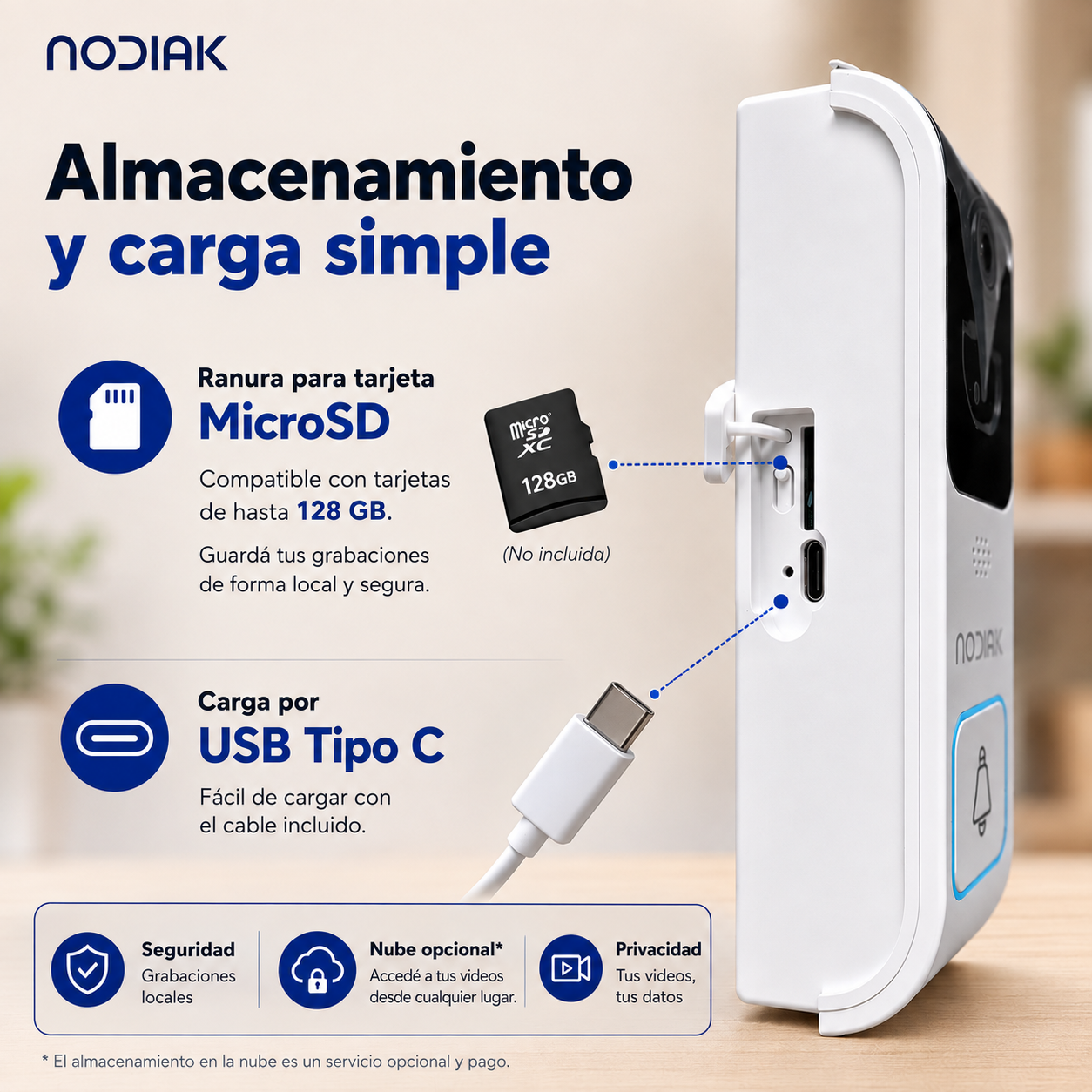 Timbre WiFi con Cámara 2K/4MP | Nodiak