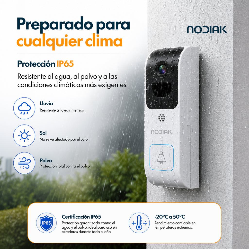 Timbre WiFi con Cámara 2K/4MP | Nodiak