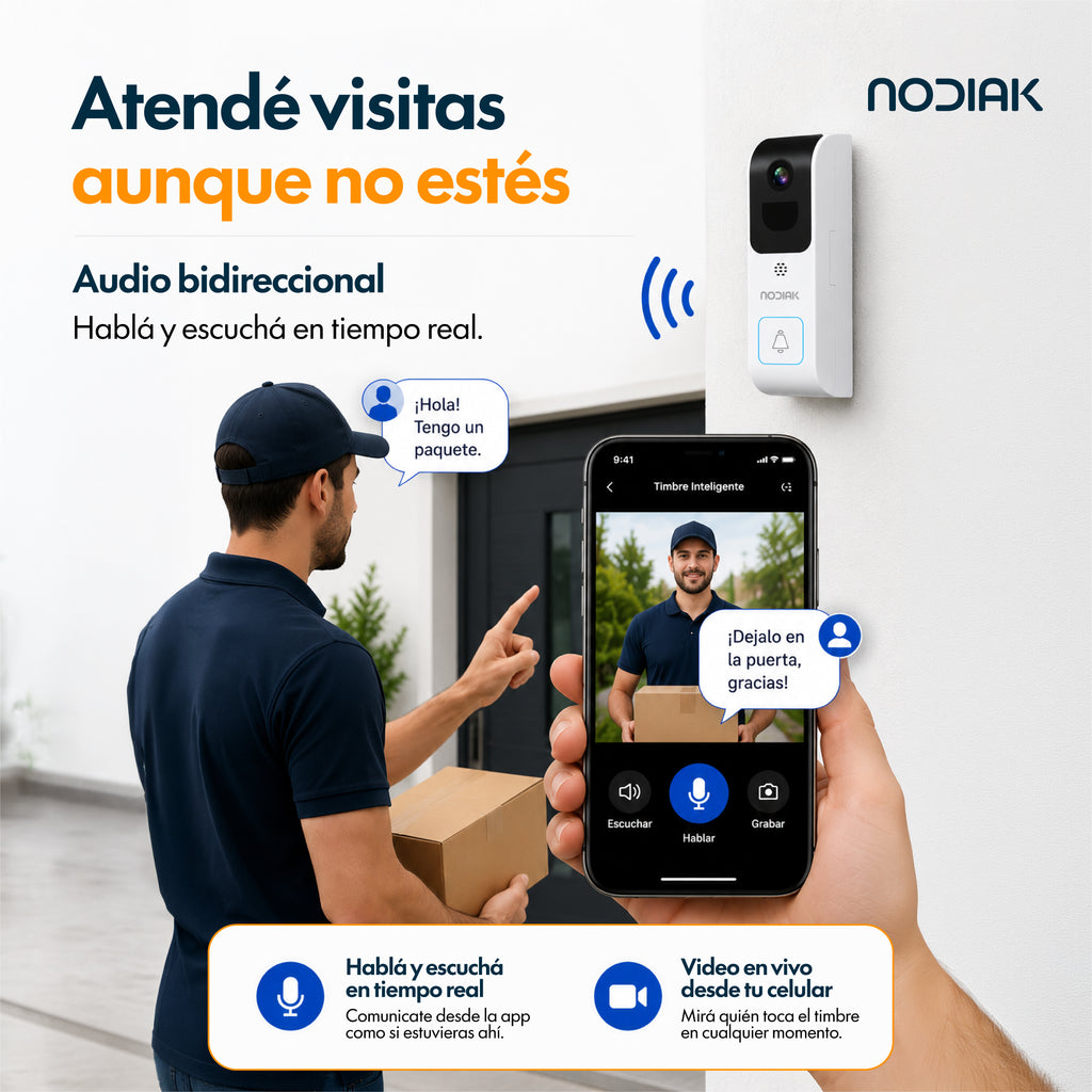 Timbre WiFi con Cámara 2K/4MP | Nodiak
